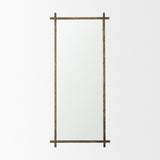 Tori Textured Gold Metal Cross Frame Wall Mirror by Mercana at Eve Furniture