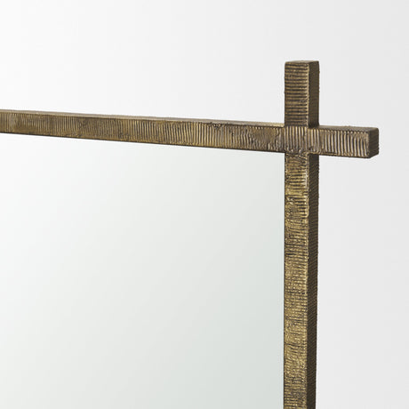 Tori Textured Gold Metal Cross Frame Wall Mirror by Mercana at Eve Furniture
