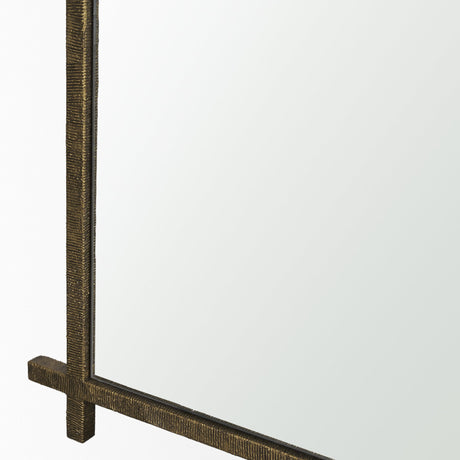 Tori Textured Gold Metal Cross Frame Wall Mirror by Mercana at Eve Furniture