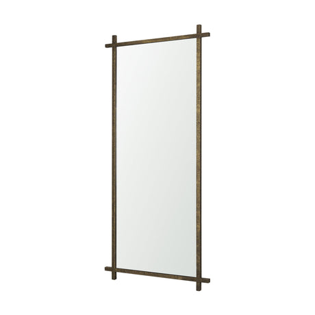 Tori Textured Gold Metal Cross Frame Wall Mirror by Mercana at Eve Furniture