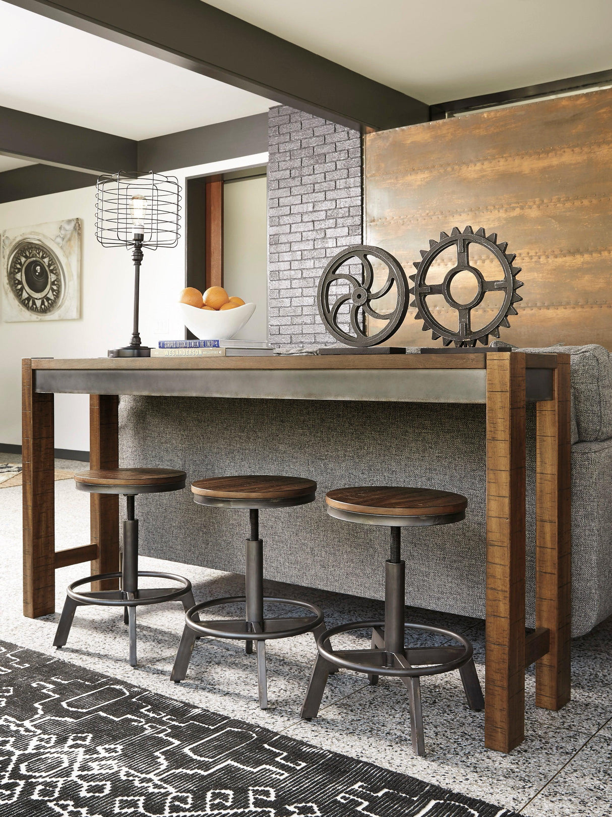 Torjin Brown and Gray Counter Height Set by Ashley at Eve Furniture