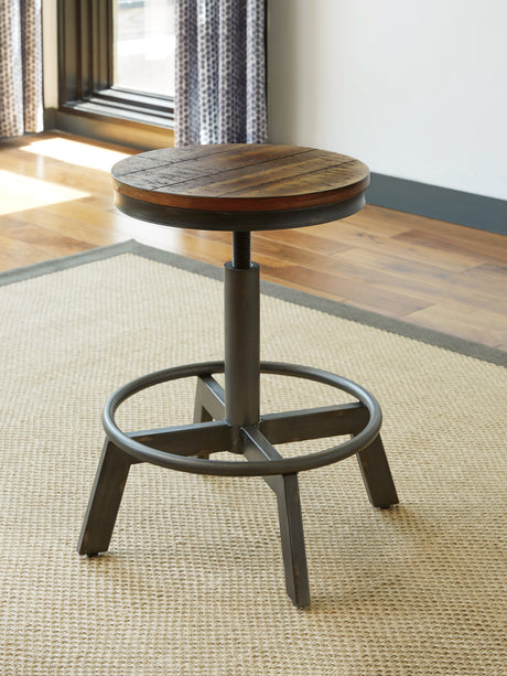 Torjin Brown/Gray Counter Height Dining Table with 4 Barstools by Ashley at Eve Furniture