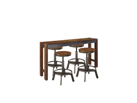 Torjin Brown/Gray Counter Height Dining Table with 4 Barstools by Ashley at Eve Furniture