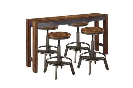 Torjin Brown/Gray Counter Height Dining Table with 4 Barstools by Ashley at Eve Furniture