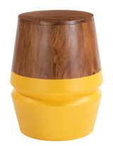 Tornos Walnut & Yellow Side Table by Zuomod at Eve Furniture