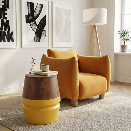 Tornos Walnut & Yellow Side Table by Zuomod at Eve Furniture