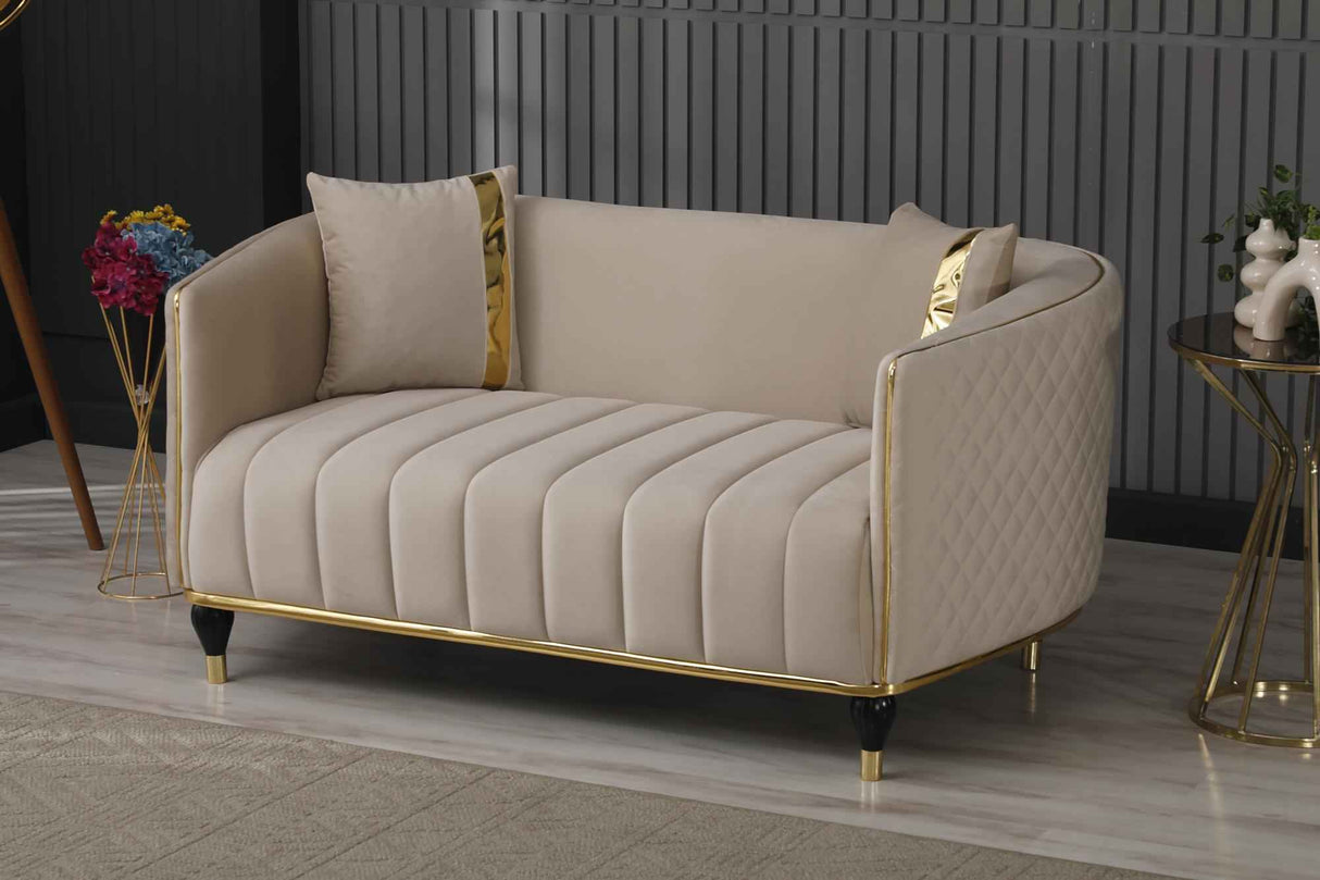 Toronto Cream Stationary Loveseat by Furnia at Eve Furniture