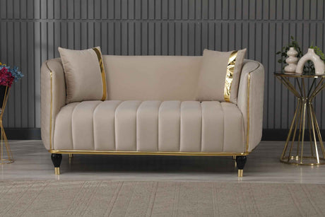 Toronto Cream Stationary Loveseat by Furnia at Eve Furniture