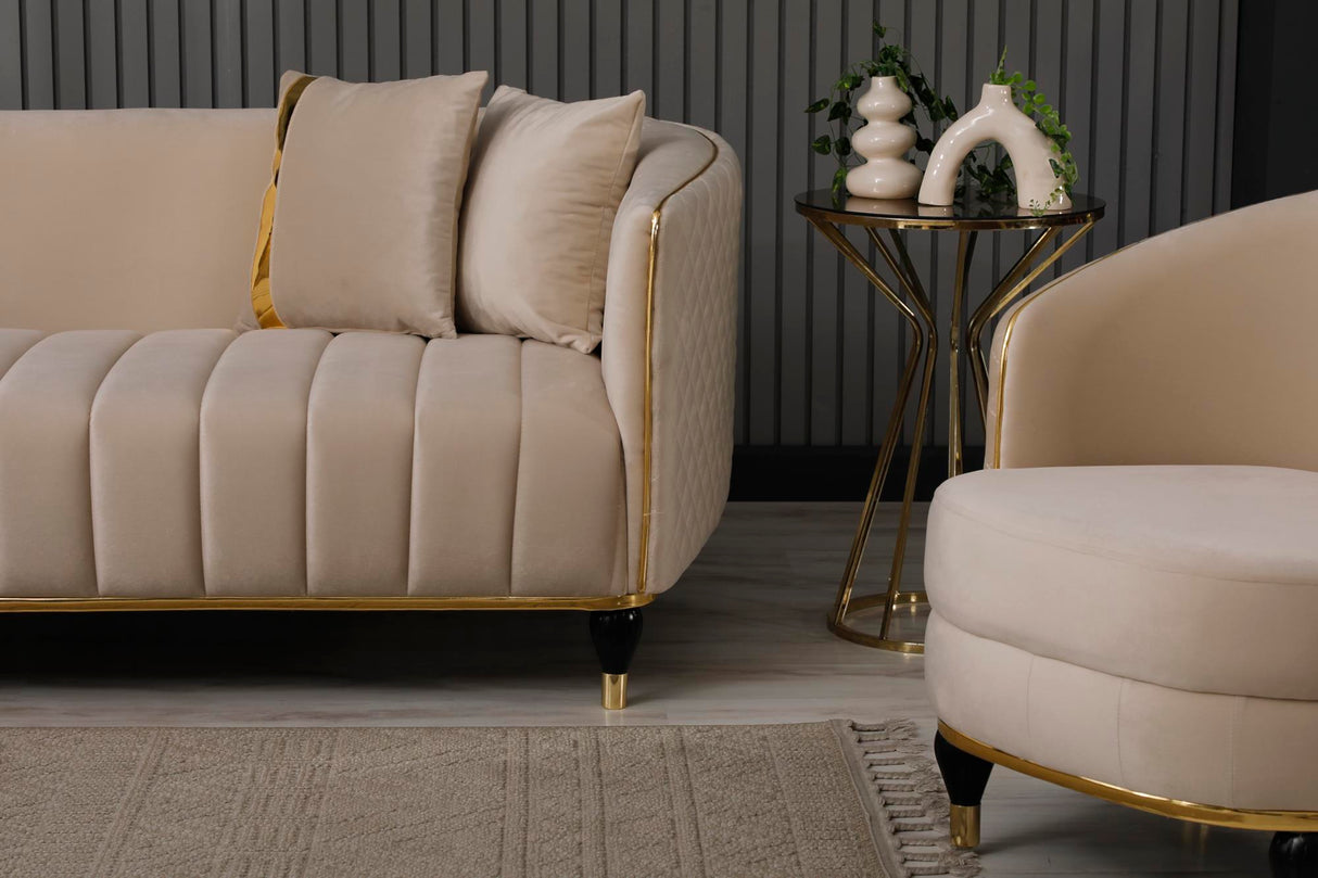 Toronto Cream Stationary Loveseat by Furnia at Eve Furniture