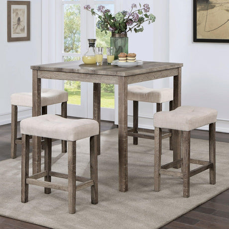 Torrean Gray/Beige 5 Pc. Counter Ht. Set by Furniture of America at Eve Furniture
