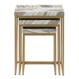 Torrento Gold/White Marble 3-Piece Nesting Tables by Crestview at Eve Furniture