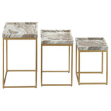 Torrento Gold/White Marble 3-Piece Nesting Tables by Crestview at Eve Furniture