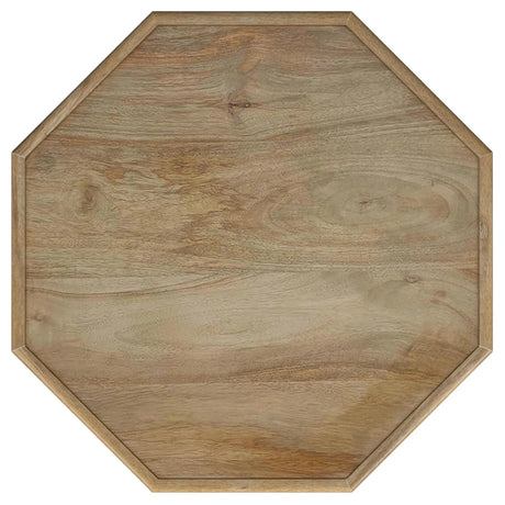 Torres Natural Brown Octagonal Solid Wood Side Table with Intricate Openwork Carvings by Coaster at Eve Furniture