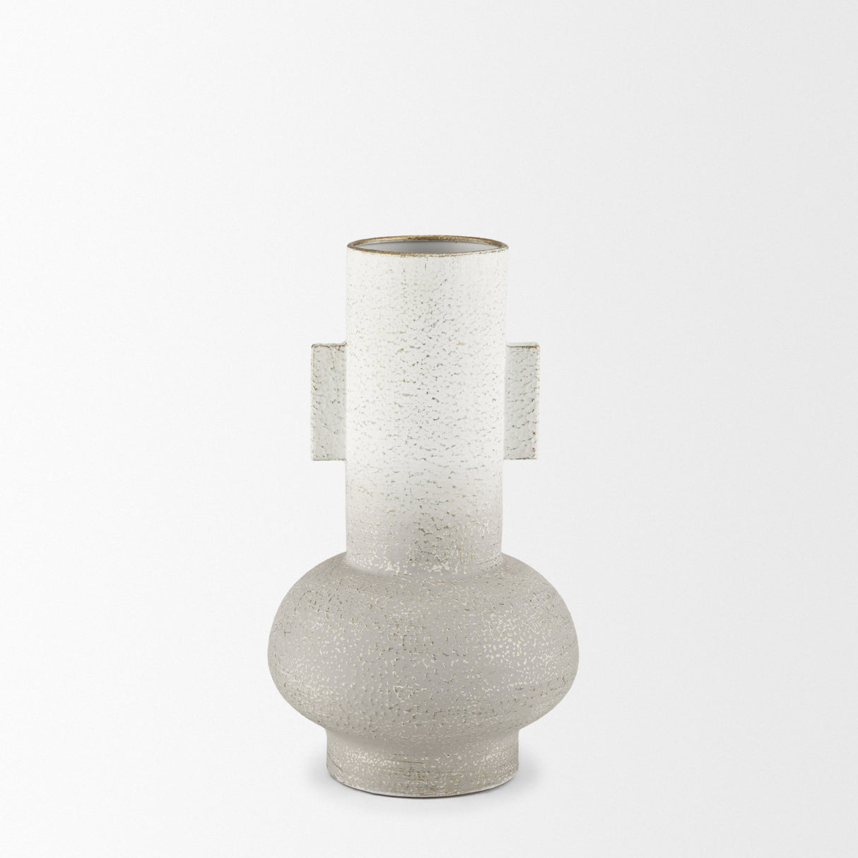 Torres Small Textured Off White w/ Gold Metal Vase by Mercana at Eve Furniture