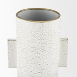 Torres Small Textured Off White w/ Gold Metal Vase by Mercana at Eve Furniture