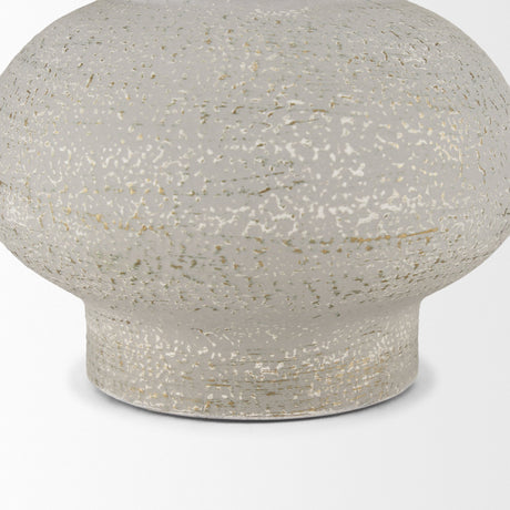 Torres Small Textured Off White w/ Gold Metal Vase by Mercana at Eve Furniture