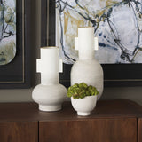 Torres Small Textured Off White w/ Gold Metal Vase by Mercana at Eve Furniture
