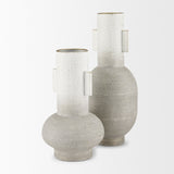 Torres Small Textured Off White w/ Gold Metal Vase by Mercana at Eve Furniture