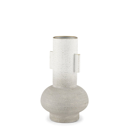 Torres Small Textured Off White w/ Gold Metal Vase by Mercana at Eve Furniture