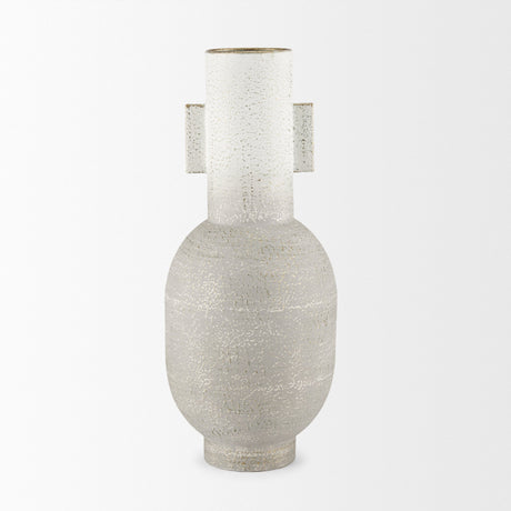 Torres Tall Textured Off White w/ Gold Metal Vase by Mercana at Eve Furniture