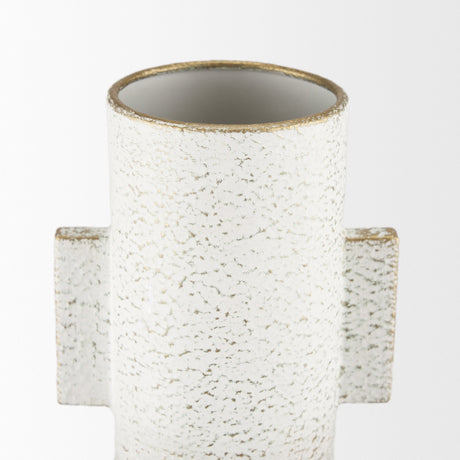 Torres Tall Textured Off White w/ Gold Metal Vase by Mercana at Eve Furniture