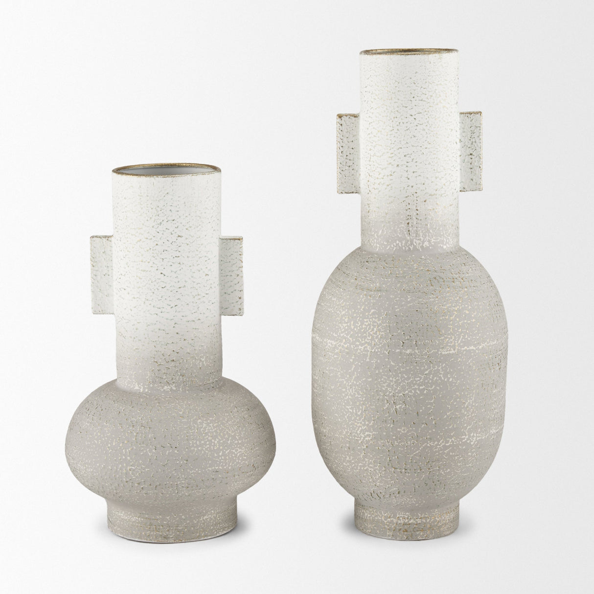 Torres Tall Textured Off White w/ Gold Metal Vase by Mercana at Eve Furniture