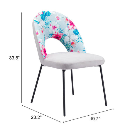 Torrey Gray Dining Chair (Set of 2) Multicolor Print & by Zuomod at Eve Furniture