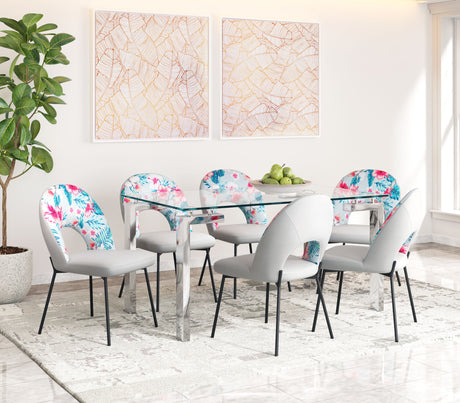 Torrey Gray Dining Chair (Set of 2) Multicolor Print & by Zuomod at Eve Furniture