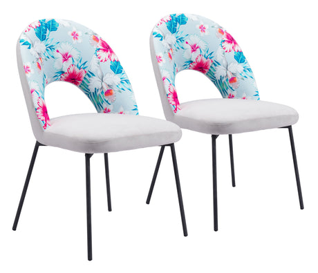 Torrey Gray Dining Chair (Set of 2) Multicolor Print & by Zuomod at Eve Furniture