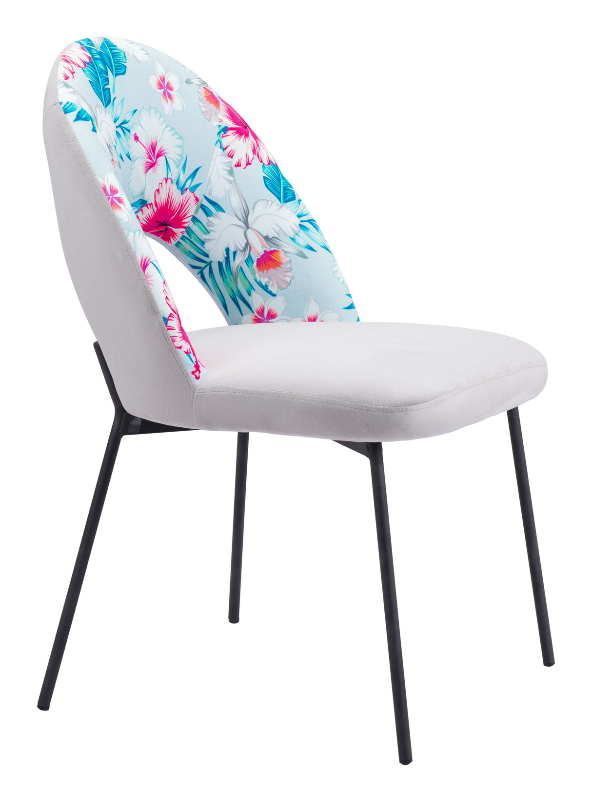 Torrey Gray Dining Chair (Set of 2) Multicolor Print & by Zuomod at Eve Furniture
