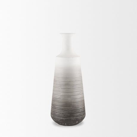 Toru Medium White w/ Grey Ombre Metal Vase by Mercana at Eve Furniture