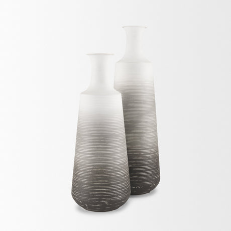 Toru Medium White w/ Grey Ombre Metal Vase by Mercana at Eve Furniture