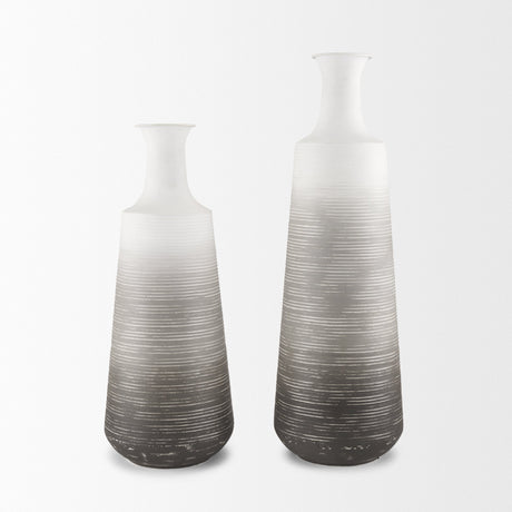 Toru Tall White w/ Grey Ombre Metal Vase by Mercana at Eve Furniture