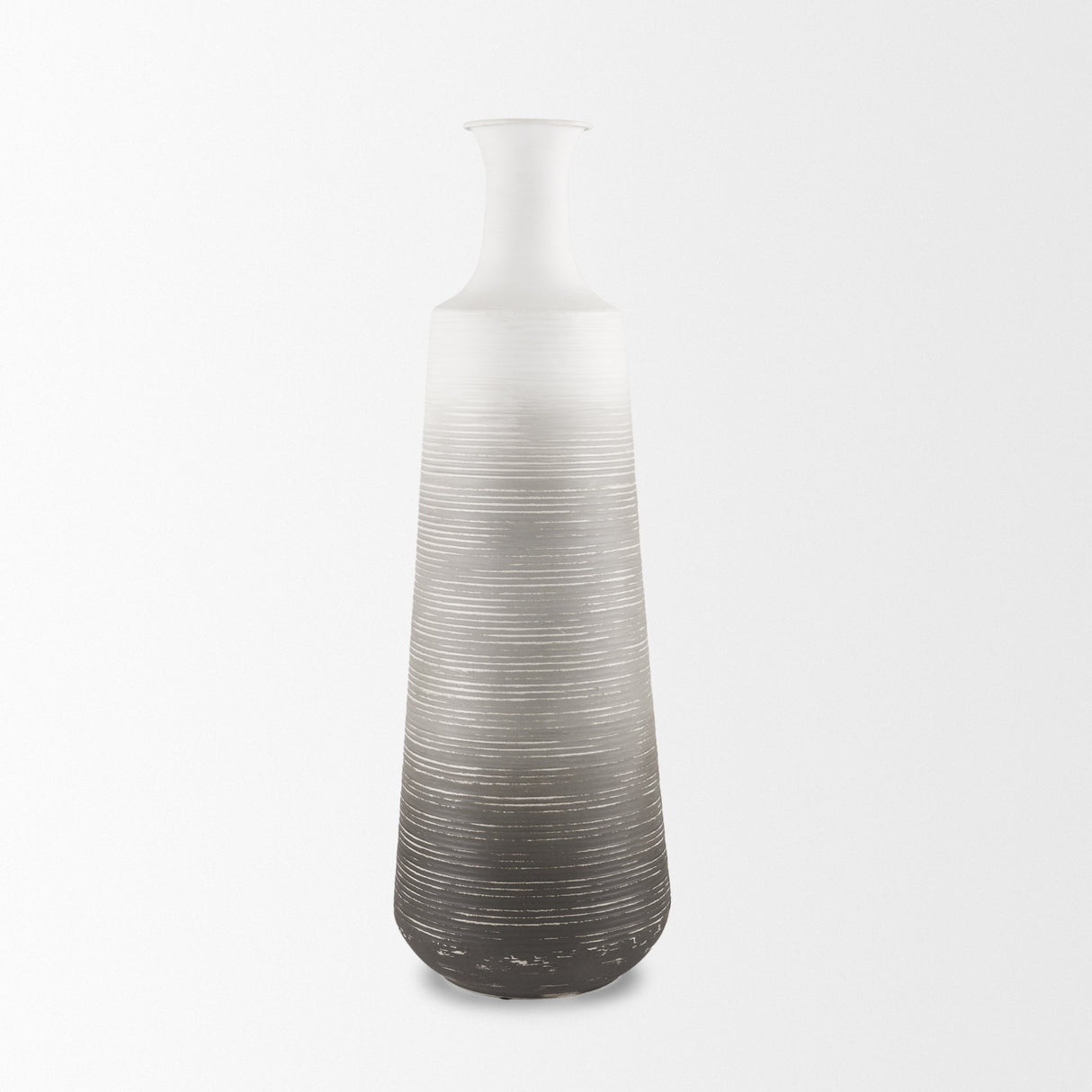 Toru Tall White w/ Grey Ombre Metal Vase by Mercana at Eve Furniture