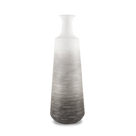 Toru Tall White w/ Grey Ombre Metal Vase by Mercana at Eve Furniture