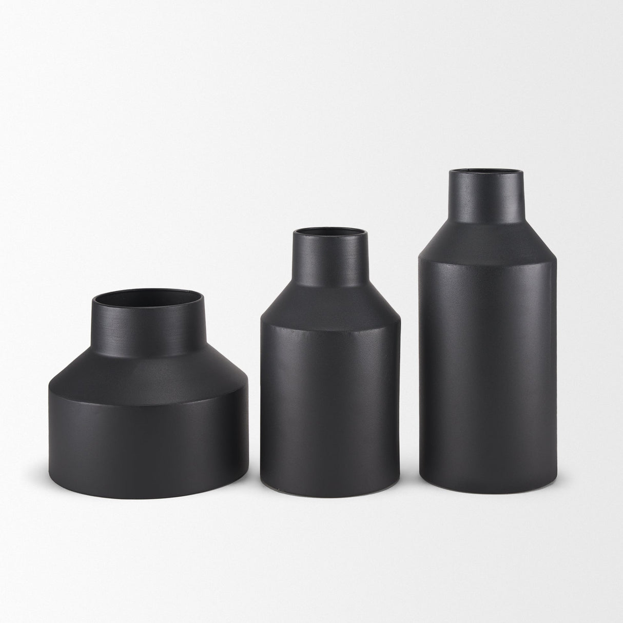 Tosca Medium Matte Black Metal Vase by Mercana at Eve Furniture