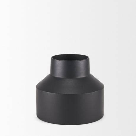 Tosca Medium Matte Black Metal Vase by Mercana at Eve Furniture