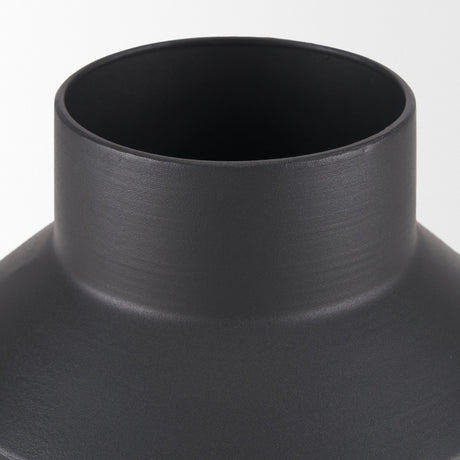 Tosca Medium Matte Black Metal Vase by Mercana at Eve Furniture