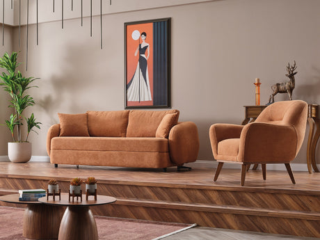 Toscana 4-pieces (4 Seater Sofa & 3 Seater Sofa & 2 Chair) Living Room Set Orange - Green by Furnia at Eve Furniture