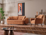 Toscana 4-pieces (4 Seater Sofa & 3 Seater Sofa & 2 Chair) Livingroom Set Orange - Green by Furnia at Eve Furniture