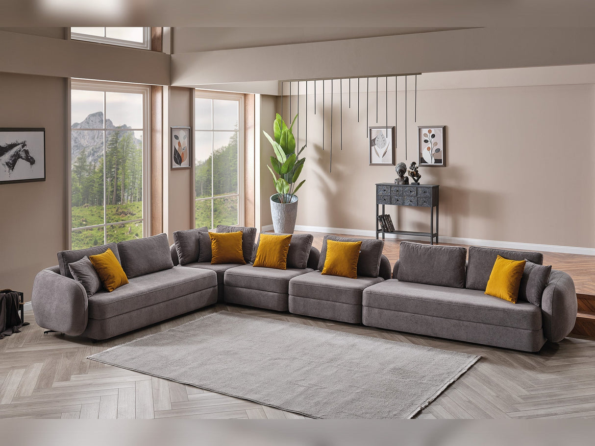 Toscana Modular Sectional Sofa Grey by Furnia at Eve Furniture