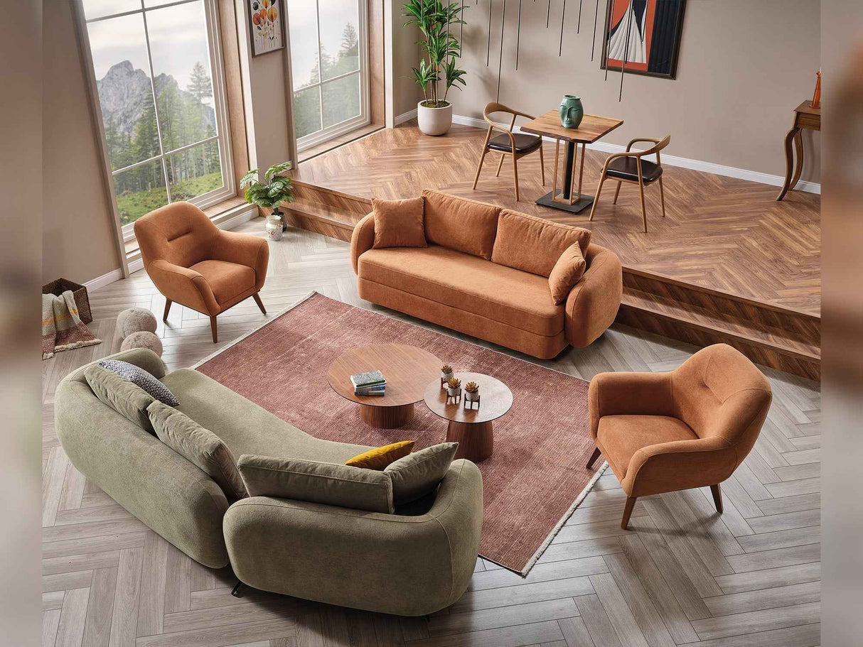 Toscana Orange Stationary 3 Seater Sofa by Furnia at Eve Furniture