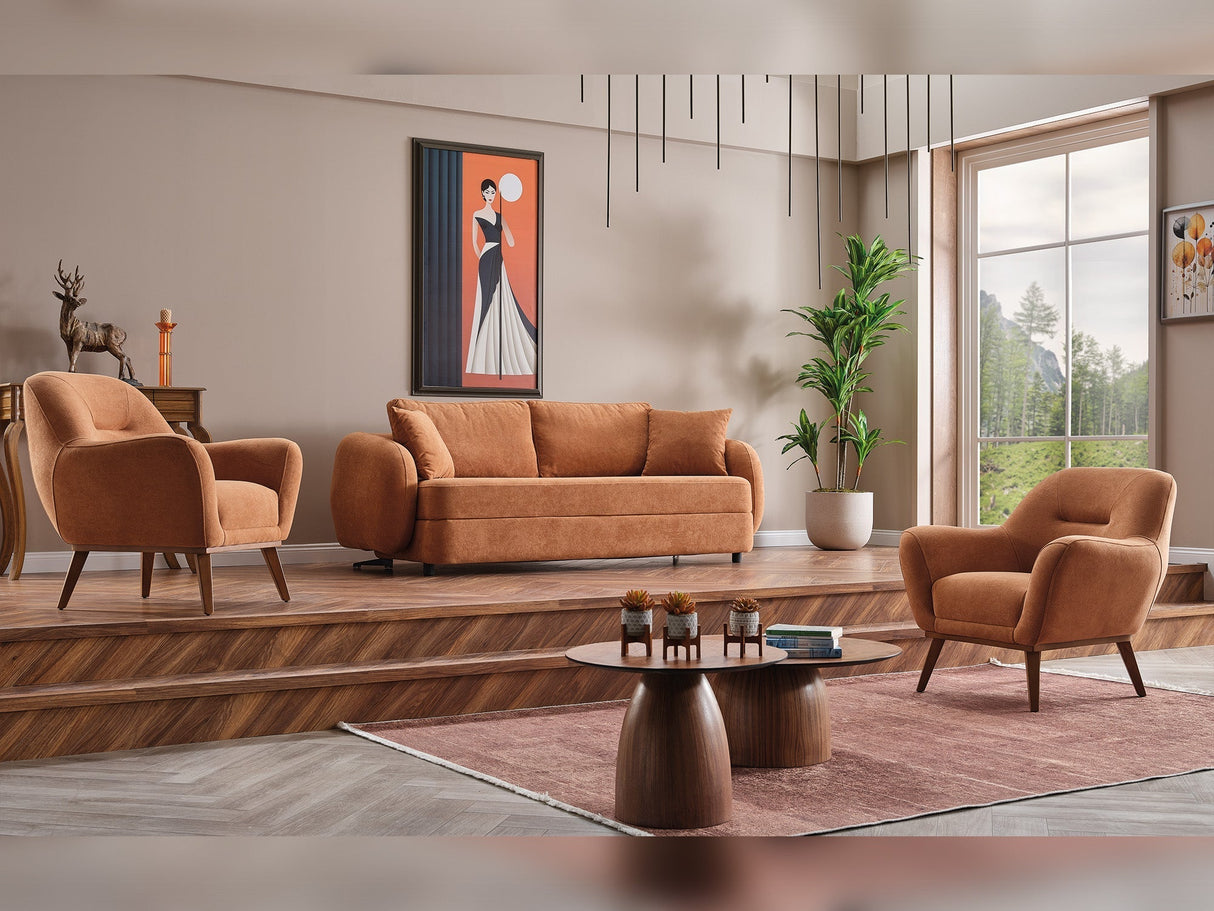 Toscana Orange Stationary 3 Seater Sofa by Furnia at Eve Furniture