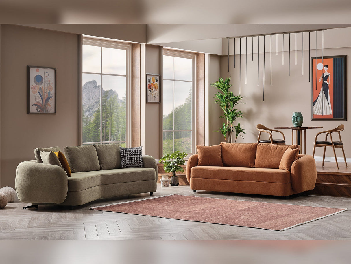 Toscana Orange Stationary 3 Seater Sofa by Furnia at Eve Furniture
