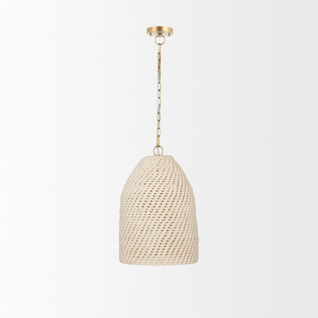 Tosha 1-Light Cotton Rope Bell Pendant by Mercana at Eve Furniture