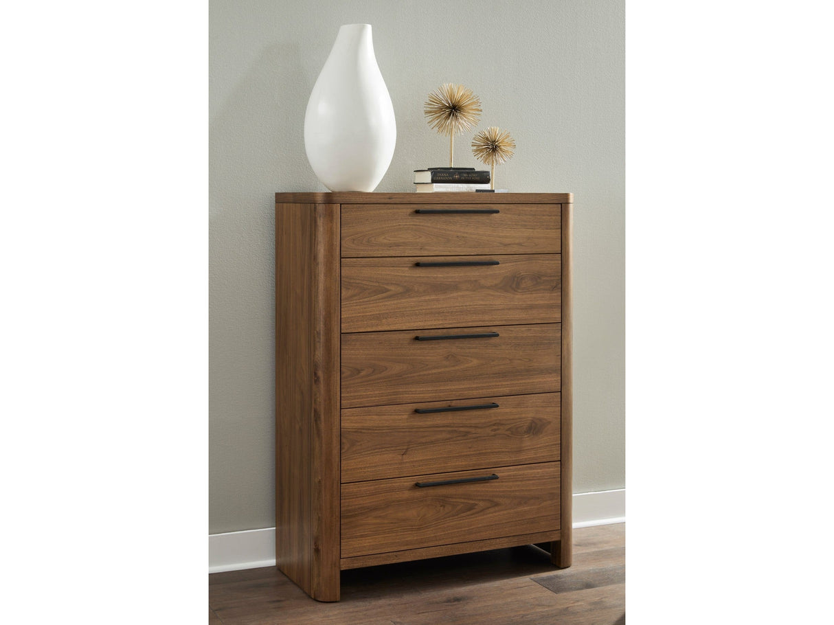 Totes English Walnut Five Drawer Chest by Modus Furniture at Eve Furniture
