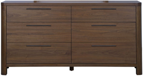 Totes Six Drawer Dresser in English Walnut by Modus Furniture at Eve Furniture
