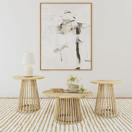 Touhy Natural Mango 3-Piece Round Coffee and End Table Set by Coaster at Eve Furniture