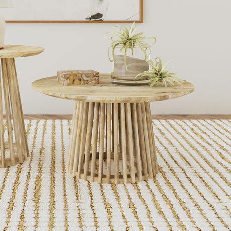 Touhy Natural Mango Round Solid Wood Cocktail Coffee Table by Coaster at Eve Furniture