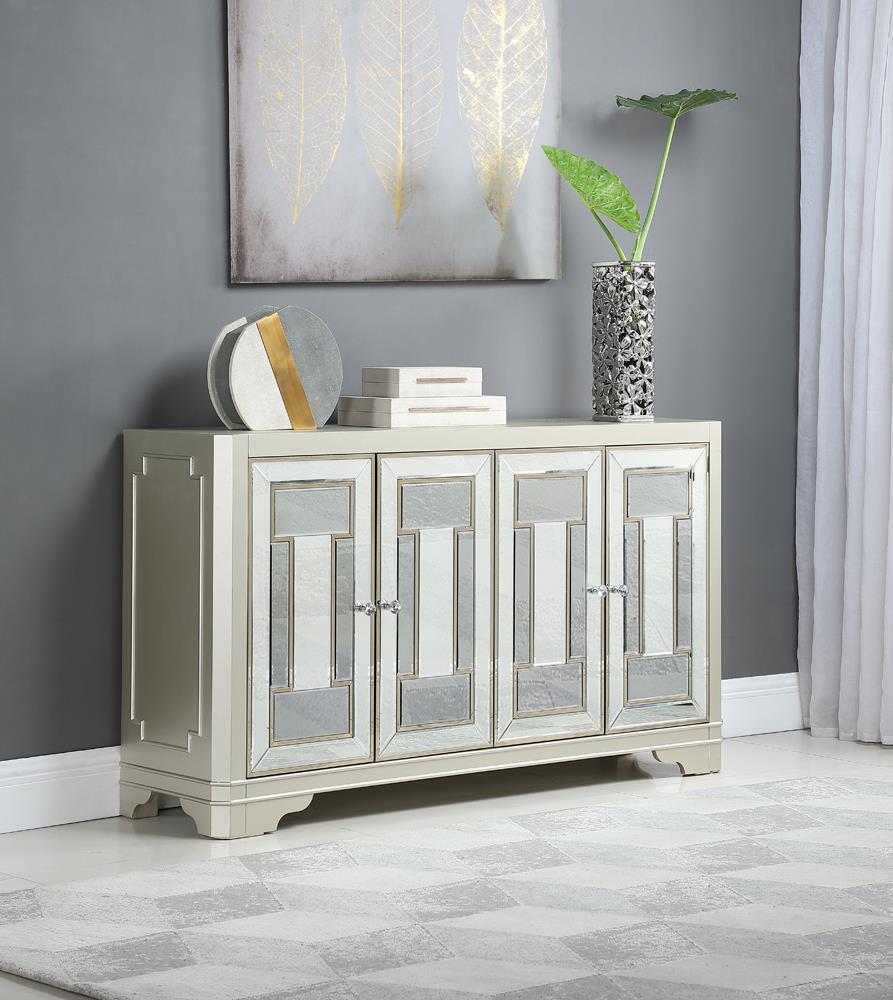 Toula Smoke/Champagne 4-Door Accent Cabinet